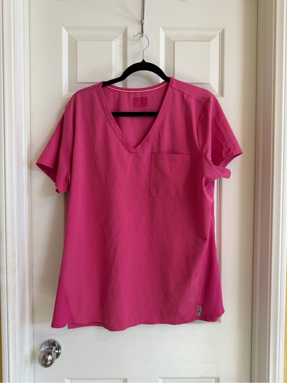 Women's Medical Scrub Top in Bright Pink